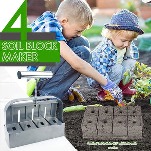 Planet Gates Silver Handheld Seedling Soil Block Maker 2 Inch Soils Blocking Tool Used for Seedling Greenhouse Garden Supplies