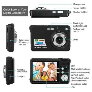 Planet Gates Silver HD Digital Camera With LCD Screen Child Cameras Outdoor Anti-Shake Instant Photo Camera Rechargeable Photography Camcorder