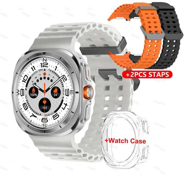 Planet Gates Silver Kits Vwar Watch 7 Ultra 47mm Smart Watch IP68 Waterproof Bluetooth Call Compass Smartwatch for Men Women 1.43" AMOLED Screen SpO2