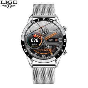 Planet Gates silver LIGE 2024 Smart Watch Men Full Circle Touch Screen Bluetooth Call Men Smartwatch Waterproof Sport Activity Fitness Watch+Box