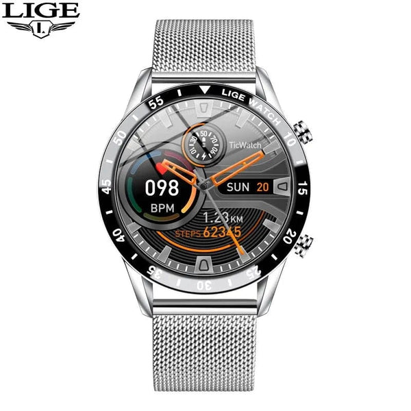Planet Gates silver LIGE 2024 Smart Watch Men Full Circle Touch Screen Bluetooth Call Men Smartwatch Waterproof Sport Activity Fitness Watch+Box