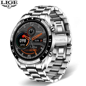 Planet Gates silver LIGE 2024 Smart Watch Men Full Circle Touch Screen Bluetooth Call Men Smartwatch Waterproof Sport Activity Fitness Watch+Box