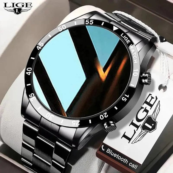 Planet Gates silver LIGE 2024 Smart Watch Men Full Circle Touch Screen Bluetooth Call Men Smartwatch Waterproof Sport Activity Fitness Watch+Box