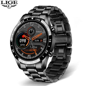 Planet Gates silver LIGE 2024 Smart Watch Men Full Circle Touch Screen Bluetooth Call Men Smartwatch Waterproof Sport Activity Fitness Watch+Box