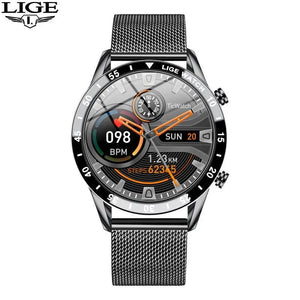 Planet Gates silver LIGE 2024 Smart Watch Men Full Circle Touch Screen Bluetooth Call Men Smartwatch Waterproof Sport Activity Fitness Watch+Box
