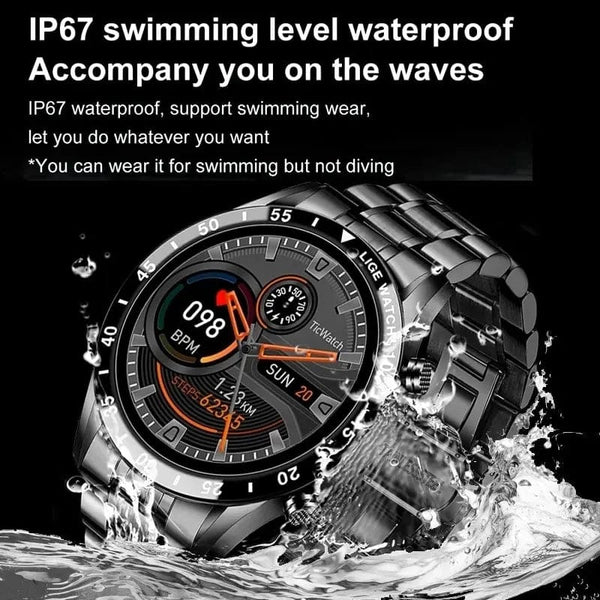 Planet Gates silver LIGE 2024 Smart Watch Men Full Circle Touch Screen Bluetooth Call Men Smartwatch Waterproof Sport Activity Fitness Watch+Box