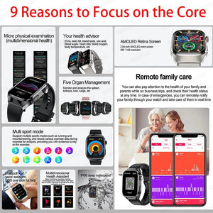 Planet Gates Silver / Medical grade For HUAWEI Xiaomi New Uric Acid Blood Fat Smartwatch ECG Blood Glucose Heart Rate Blood Pressure Health Monitoring Smart Watch