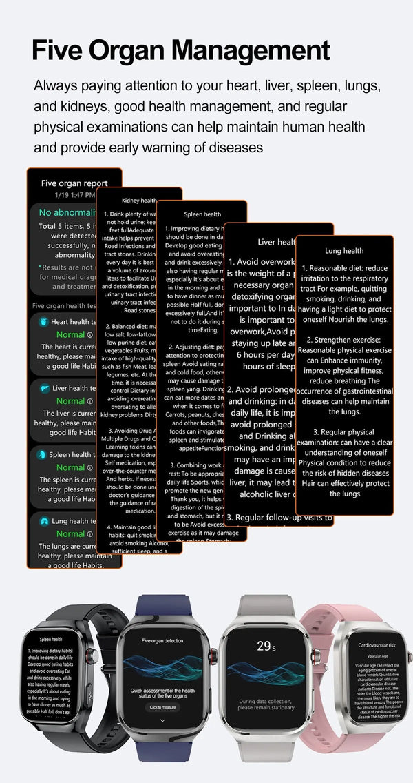 Planet Gates Silver / Medical grade For HUAWEI Xiaomi New Uric Acid Blood Fat Smartwatch ECG Blood Glucose Heart Rate Blood Pressure Health Monitoring Smart Watch