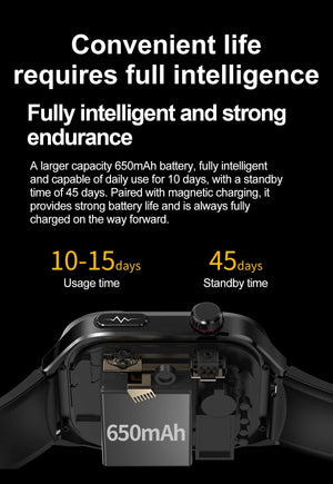 Planet Gates Silver / Medical grade For HUAWEI Xiaomi New Uric Acid Blood Fat Smartwatch ECG Blood Glucose Heart Rate Blood Pressure Health Monitoring Smart Watch