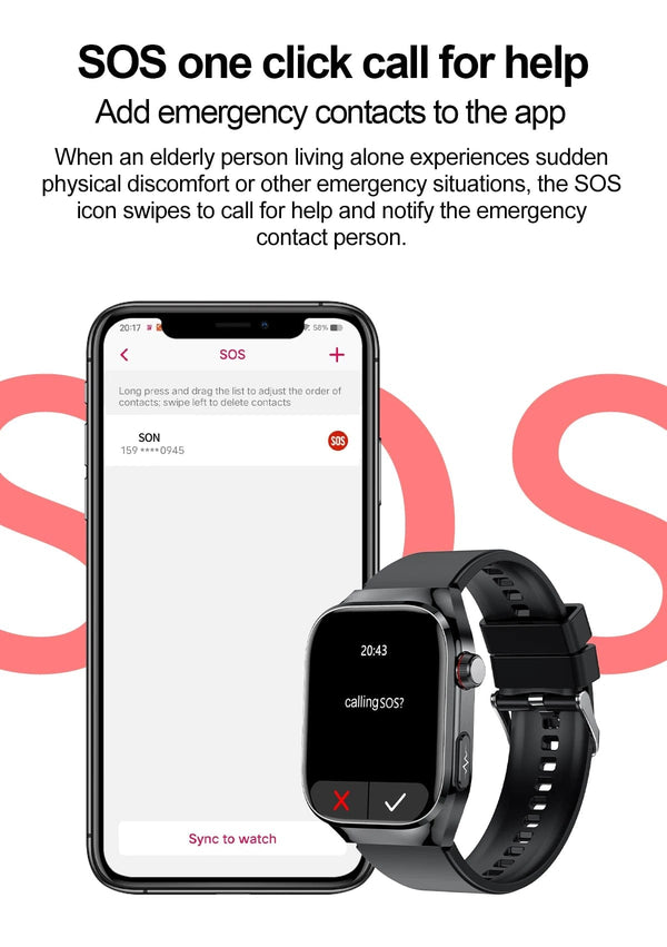 Planet Gates Silver / Medical grade For HUAWEI Xiaomi New Uric Acid Blood Fat Smartwatch ECG Blood Glucose Heart Rate Blood Pressure Health Monitoring Smart Watch