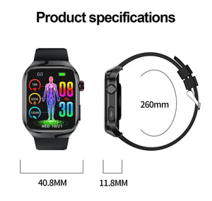Planet Gates Silver / Medical grade For HUAWEI Xiaomi New Uric Acid Blood Fat Smartwatch ECG Blood Glucose Heart Rate Blood Pressure Health Monitoring Smart Watch