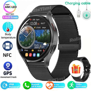 Planet Gates Silver Mesh belt 2024 New Smart Watch 24H Heart rate Health Monitor NFC GPS Tracker IP68 Sport Watch Men Women For Galaxy Watch 6 Smart watches