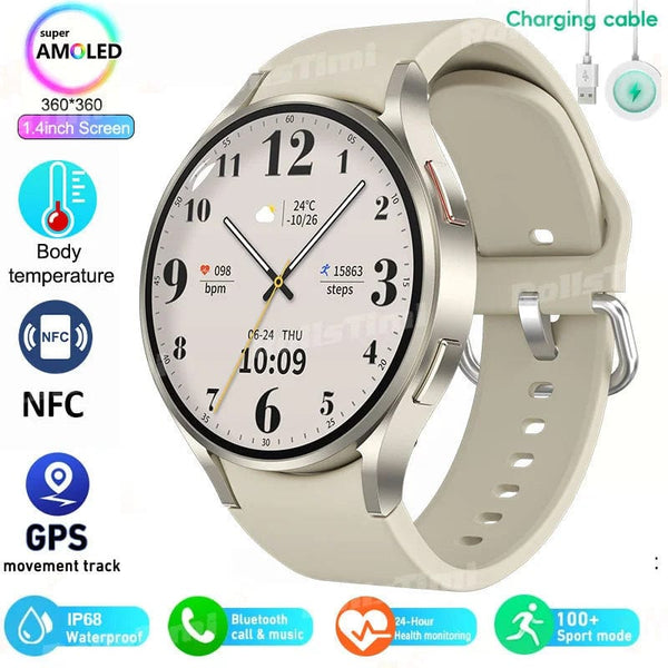 Planet Gates Silver Mesh belt 2024 New Smart Watch 24H Heart rate Health Monitor NFC GPS Tracker IP68 Sport Watch Men Women For Galaxy Watch 6 Smart watches