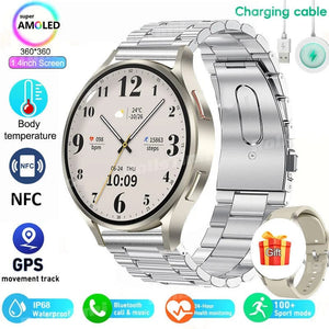 Planet Gates Silver Mesh belt 2024 New Smart Watch 24H Heart rate Health Monitor NFC GPS Tracker IP68 Sport Watch Men Women For Galaxy Watch 6 Smart watches