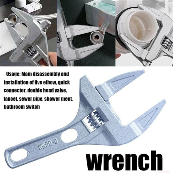 Planet Gates Silver Mini Adjustable Bathroom Adjustable Wrench Strong Clamping Large Open End Multifunctional Aluminum Spanner Bathroom Repair Tool