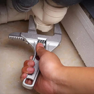 Planet Gates Silver Mini Adjustable Bathroom Adjustable Wrench Strong Clamping Large Open End Multifunctional Aluminum Spanner Bathroom Repair Tool