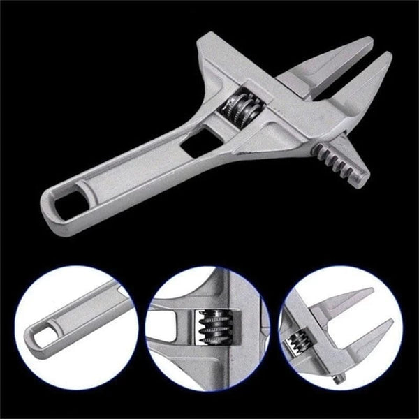 Planet Gates Silver Mini Adjustable Bathroom Adjustable Wrench Strong Clamping Large Open End Multifunctional Aluminum Spanner Bathroom Repair Tool