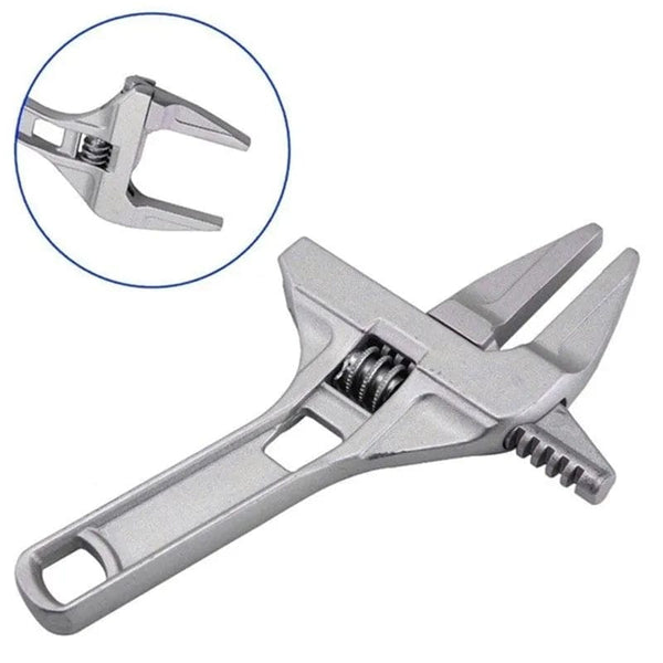 Planet Gates Silver Mini Adjustable Bathroom Adjustable Wrench Strong Clamping Large Open End Multifunctional Aluminum Spanner Bathroom Repair Tool