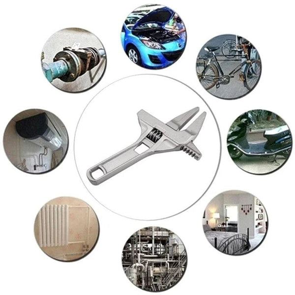 Planet Gates Silver Mini Adjustable Bathroom Adjustable Wrench Strong Clamping Large Open End Multifunctional Aluminum Spanner Bathroom Repair Tool