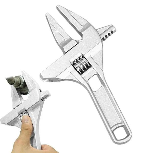 Planet Gates Silver Mini Adjustable Bathroom Adjustable Wrench Strong Clamping Large Open End Multifunctional Aluminum Spanner Bathroom Repair Tool
