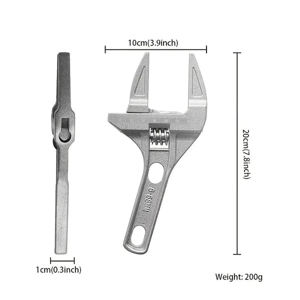 Planet Gates Silver Mini Adjustable Bathroom Adjustable Wrench Strong Clamping Large Open End Multifunctional Aluminum Spanner Bathroom Repair Tool