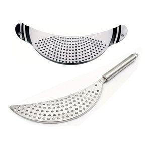 Planet Gates Silver Model + Handle Model 1pc Kitchen Stainless Steel Pot Strainer, Hand Held Pot Drainer, Fruit Washing Filter