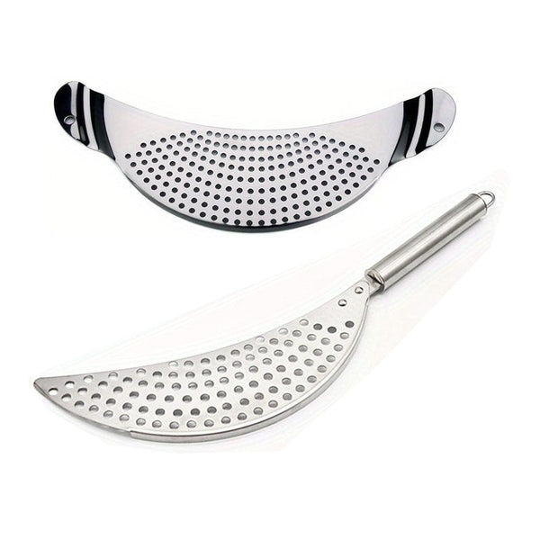 Planet Gates Silver Model + Handle Model 1pc Kitchen Stainless Steel Pot Strainer, Hand Held Pot Drainer, Fruit Washing Filter