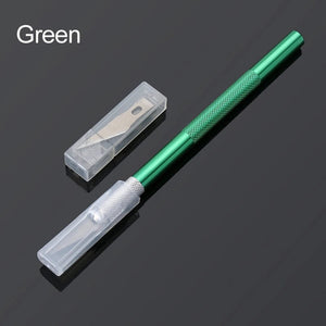 Planet Gates silver Multi-color Engraving Cutter With 6pcs Blade Non-slip Knife Metal Scalpel DIY Sculpture Carving Crafts Pastry Tools Accessories