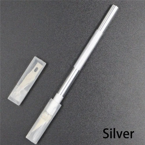 Planet Gates silver Multi-color Engraving Cutter With 6pcs Blade Non-slip Knife Metal Scalpel DIY Sculpture Carving Crafts Pastry Tools Accessories