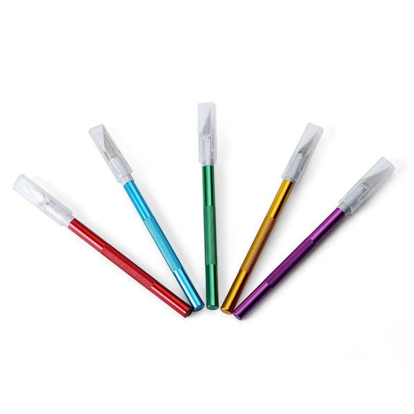 Planet Gates silver Multi-color Engraving Cutter With 6pcs Blade Non-slip Knife Metal Scalpel DIY Sculpture Carving Crafts Pastry Tools Accessories