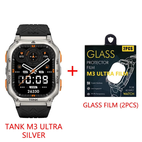 Planet Gates Silver n Film / CHINA 2024 Original KOSPET TANK M3 Ultra GPS Smart Watches For Men Women Smartwatch AOD Electronic Military Rugged Waterproof Watch