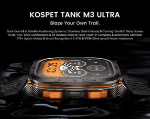 Planet Gates Silver n Film / CHINA 2024 Original KOSPET TANK M3 Ultra GPS Smart Watches For Men Women Smartwatch AOD Electronic Military Rugged Waterproof Watch