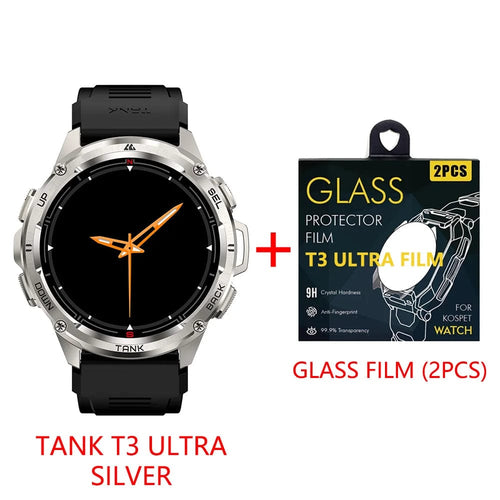Planet Gates Silver n Film / CHINA 2024 Original KOSPET TANK T3 Ultra GPS Smartwatch Mens Rugged Smart Watches Women Military Electronic Waterproof Digital Watch
