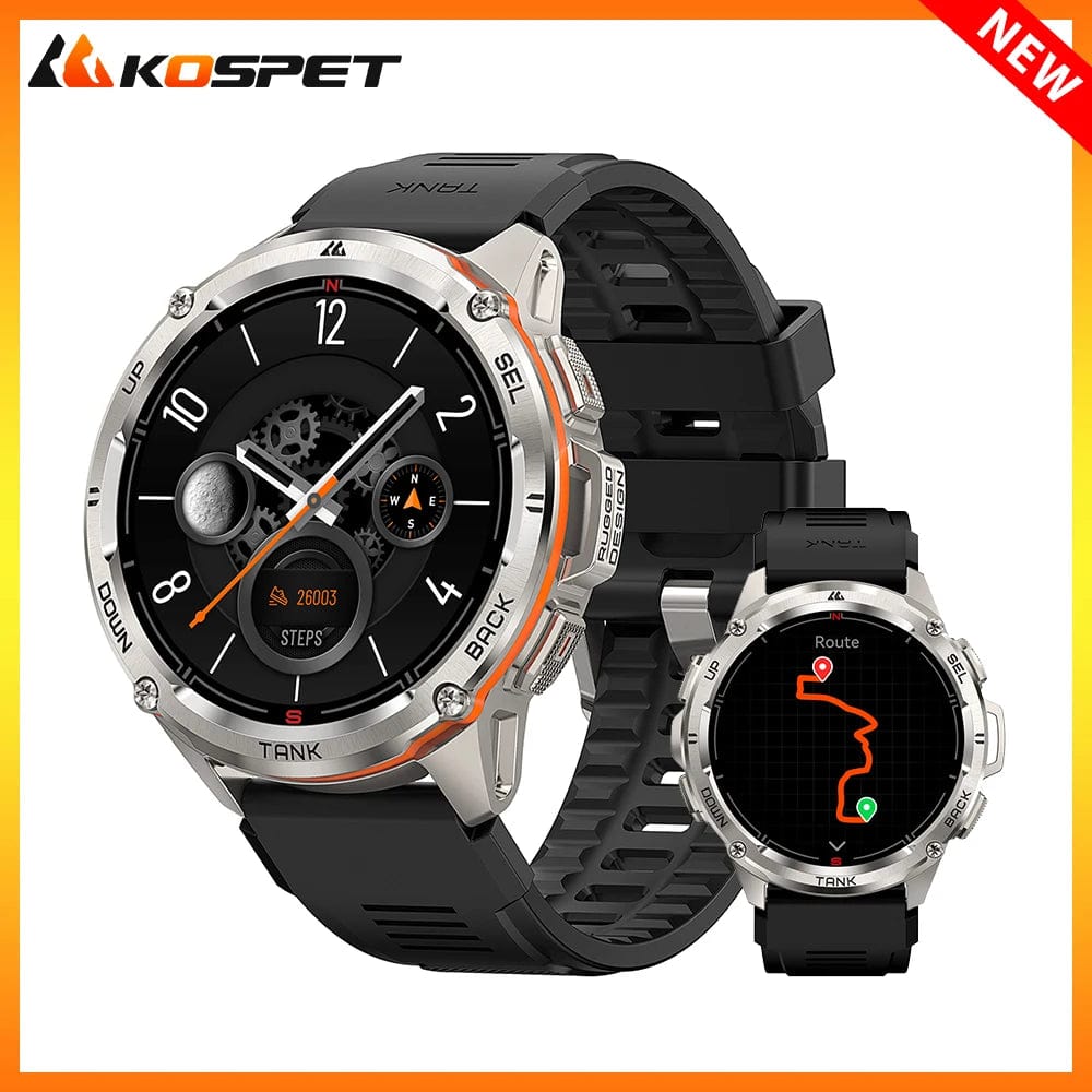 Planet Gates Silver n Film / CHINA 2024 Original KOSPET TANK T3 Ultra GPS Smartwatch Mens Rugged Smart Watches Women Military Electronic Waterproof Digital Watch