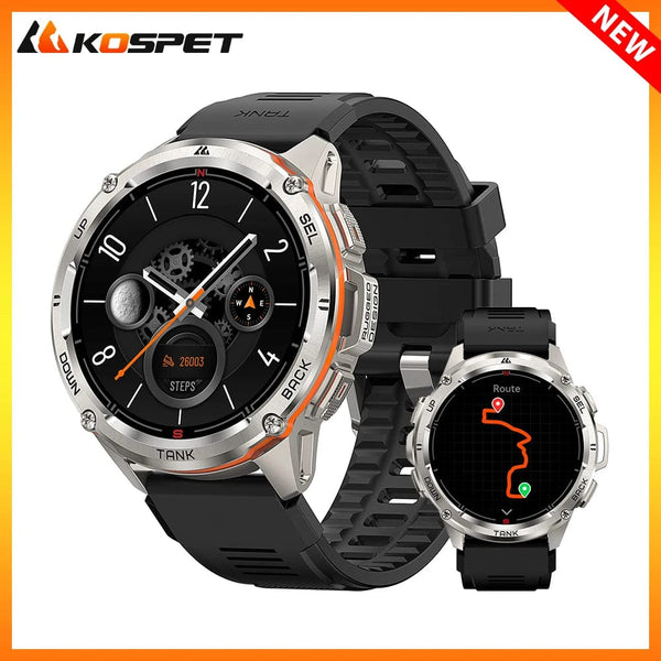 Planet Gates Silver n Film / CHINA 2024 Original KOSPET TANK T3 Ultra GPS Smartwatch Mens Rugged Smart Watches Women Military Electronic Waterproof Digital Watch