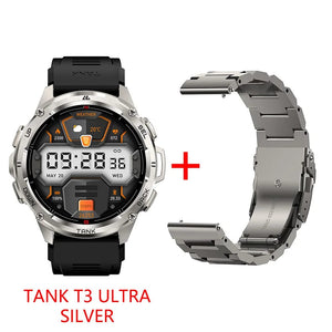 Planet Gates Silver n Film / CHINA 2024 Original KOSPET TANK T3 Ultra GPS Smartwatch Mens Rugged Smart Watches Women Military Electronic Waterproof Digital Watch