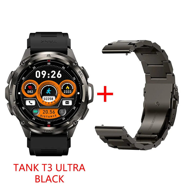 Planet Gates Silver n Film / CHINA 2024 Original KOSPET TANK T3 Ultra GPS Smartwatch Mens Rugged Smart Watches Women Military Electronic Waterproof Digital Watch