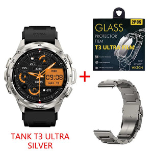 Planet Gates Silver n Film / CHINA 2024 Original KOSPET TANK T3 Ultra GPS Smartwatch Mens Rugged Smart Watches Women Military Electronic Waterproof Digital Watch