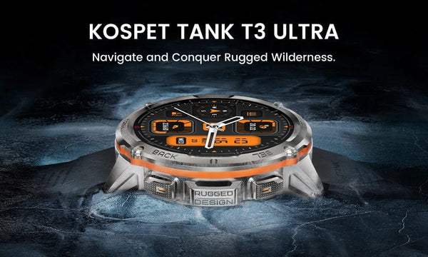 Planet Gates Silver n Film / CHINA 2024 Original KOSPET TANK T3 Ultra GPS Smartwatch Mens Rugged Smart Watches Women Military Electronic Waterproof Digital Watch