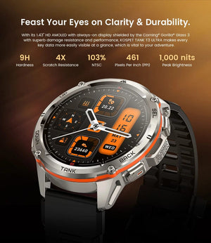 Planet Gates Silver n Film / CHINA 2024 Original KOSPET TANK T3 Ultra GPS Smartwatch Mens Rugged Smart Watches Women Military Electronic Waterproof Digital Watch