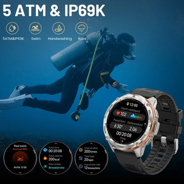 Planet Gates silver n strap / CHINA 2024 Original KOSPET TANK T3 Ultra GPS Smart Watch Men Smartwatch 470mAh Digital Fitness AMOLED AOD Bluetooth Electronic Watches