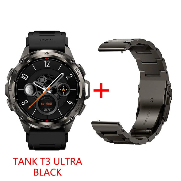 Planet Gates silver n strap / CHINA 2024 Original KOSPET TANK T3 Ultra GPS Smart Watch Men Smartwatch 470mAh Digital Fitness AMOLED AOD Bluetooth Electronic Watches