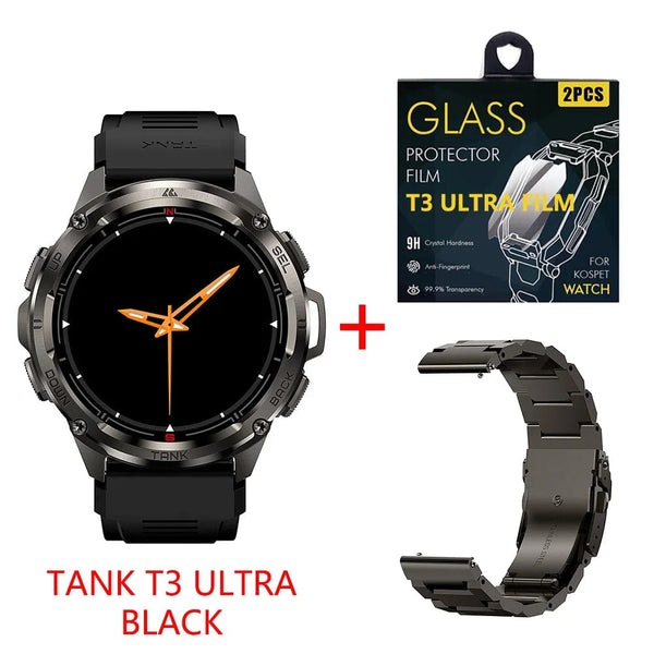 Planet Gates silver n strap / CHINA 2024 Original KOSPET TANK T3 Ultra GPS Smart Watch Men Smartwatch 470mAh Digital Fitness AMOLED AOD Bluetooth Electronic Watches