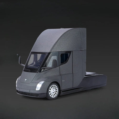 Planet Gates Silver New 1/24 Tesla Semi Trailer Truck Alloy Diecast Car Model with Sound and Light Pull Back Truck Vehicle Model Boy Collection Gift
