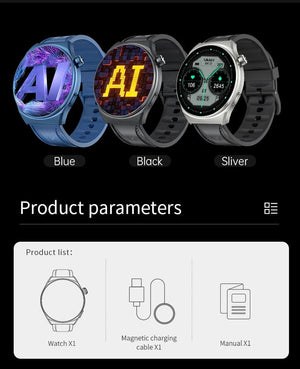 Planet Gates Silver / Official standard KUMI GW6 1.43" AMOLED screen Bluetooth call IP68 Waterproof NFC 100+ Sport Heart Rate Blood Pressure Oxygen Monitor smart watch