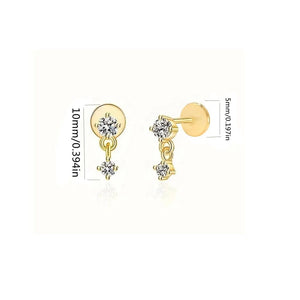 Planet Gates Silver / Only 1 Piece Aide 1pc 925 Sterling Silver Mini Zircon Thick Flat Screw Back Drop Earrings For Women K Gold Piercing Stud Earrings Jewelry