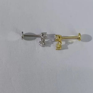 Planet Gates Silver / Only 1 Piece Aide 1pc 925 Sterling Silver Mini Zircon Thick Flat Screw Back Drop Earrings For Women K Gold Piercing Stud Earrings Jewelry