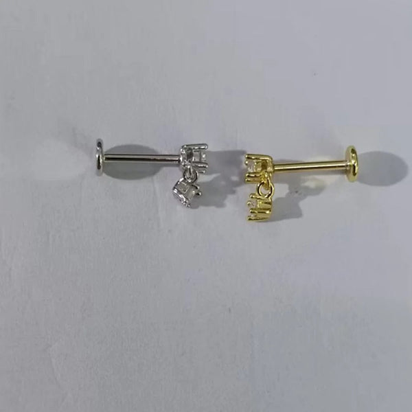 Planet Gates Silver / Only 1 Piece Aide 1pc 925 Sterling Silver Mini Zircon Thick Flat Screw Back Drop Earrings For Women K Gold Piercing Stud Earrings Jewelry