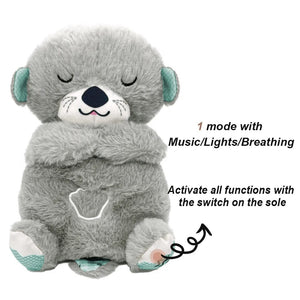 Planet Gates Silver Otter / CHINA / 25-30CM Breathing Bear Baby Soothing Otter Plush Doll Toy Baby Kids Soothing Music Baby Sleeping Companion Sound and Light Doll Toy Gift
