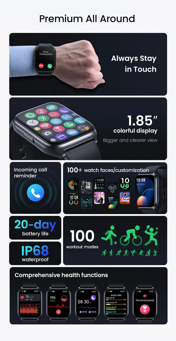 Planet Gates Silver-P HAYLOU Watch 2 Pro (LS02 Pro) Smart Watch 1.85'' HD Display SpO2 Heart Rate Monitor 100 Workout Modes Smartwatch for Men Women